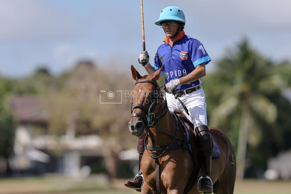 La Romanza 3J and La Espada Gulf play polo during the Copa Britanica at Casa de Campo Polo Club in La Romana, Dominican Republic on March 6, 2026. (Photos by Bryan Bennett)