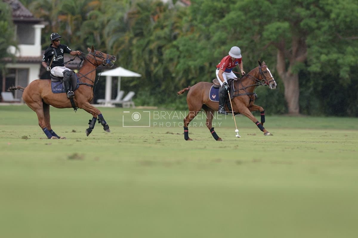 Casa de Campo and La Romanza 3J play polo during the Casa de Campo Challenge at Casa de Campo in La Romana, Dominican Republic on April 4, 2025. (Photo by Bryan Bennett)