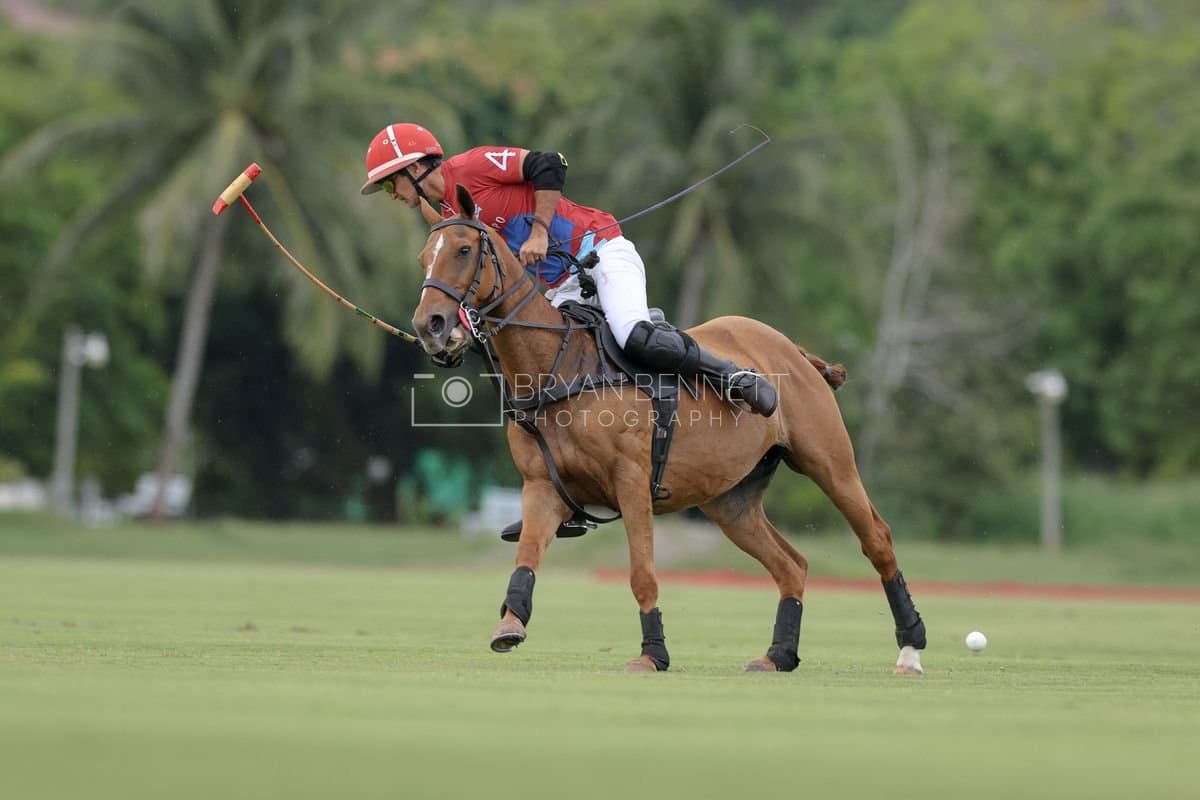 Casa de Campo and La Romanza 3J play polo during the Casa de Campo Challenge at Casa de Campo in La Romana, Dominican Republic on April 4, 2025. (Photo by Bryan Bennett)