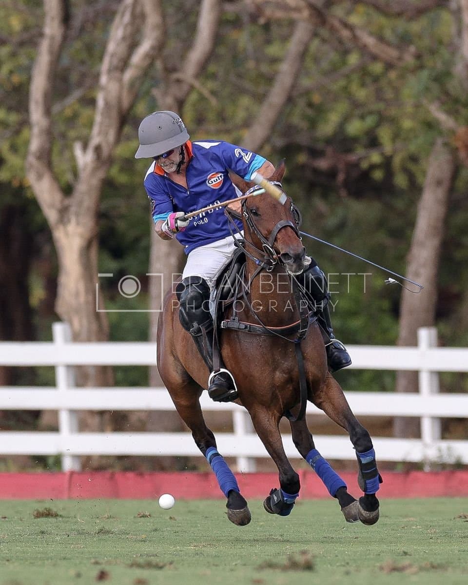 La Romanza 3J and La Espada Gulf play polo during the Copa Britanica at Casa de Campo Polo Club in La Romana, Dominican Republic on March 6, 2026. (Photos by Bryan Bennett)