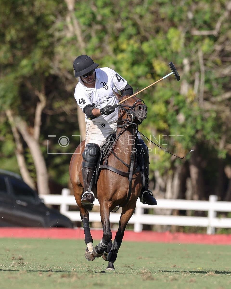 La Romanza 3J and La Espada Gulf play polo during the Copa Britanica at Casa de Campo Polo Club in La Romana, Dominican Republic on March 6, 2026. (Photos by Bryan Bennett)