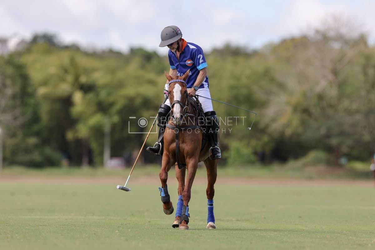 La Romanza 3J and La Espada Gulf play polo during the Copa Britanica at Casa de Campo Polo Club in La Romana, Dominican Republic on March 6, 2026. (Photos by Bryan Bennett)