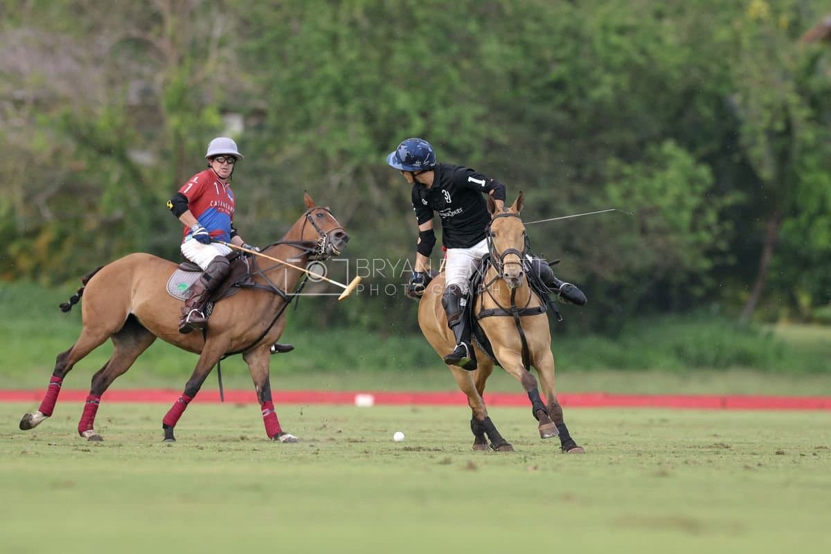 Casa de Campo and La Romanza 3J play polo during the Casa de Campo Challenge at Casa de Campo in La Romana, Dominican Republic on April 4, 2025. (Photo by Bryan Bennett)