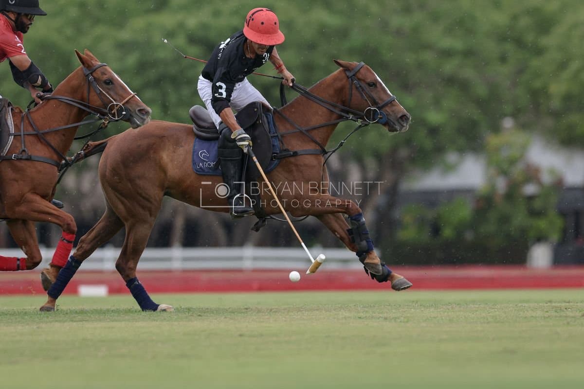 Casa de Campo and La Romanza 3J play polo during the Casa de Campo Challenge at Casa de Campo in La Romana, Dominican Republic on April 4, 2025. (Photo by Bryan Bennett)