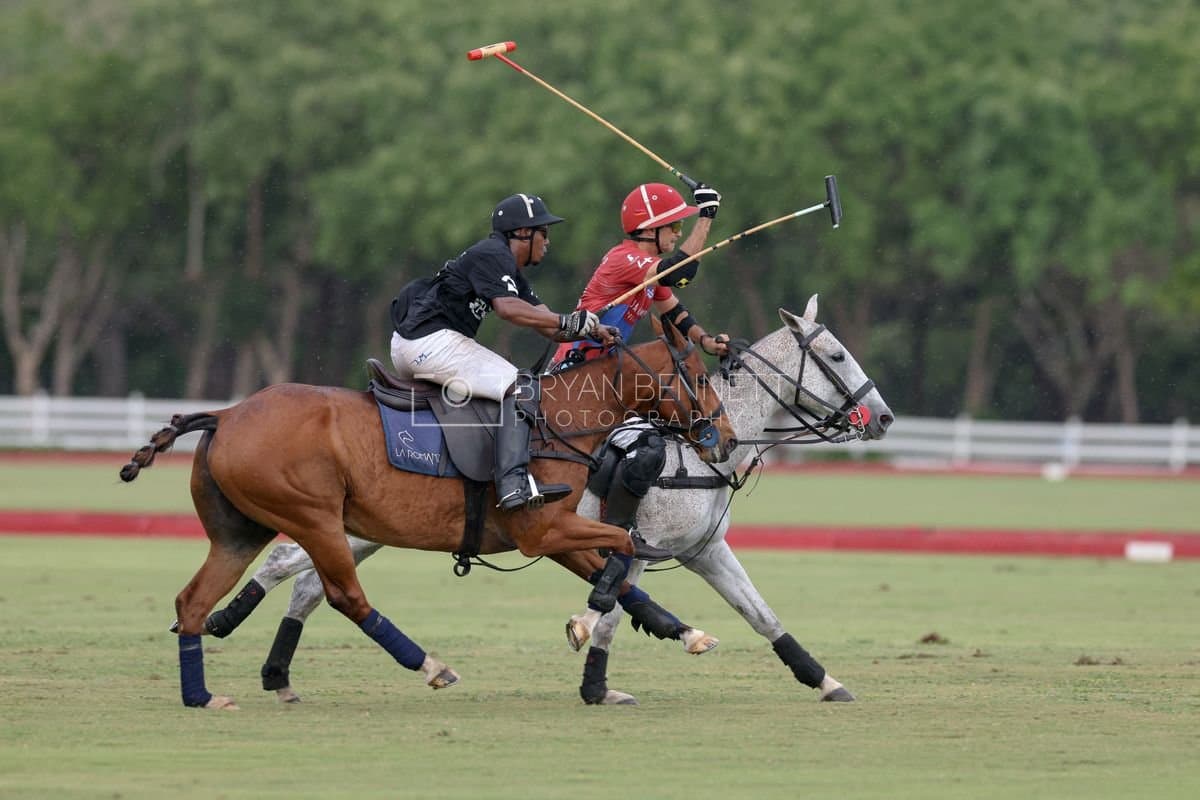 Casa de Campo and La Romanza 3J play polo during the Casa de Campo Challenge at Casa de Campo in La Romana, Dominican Republic on April 4, 2025. (Photo by Bryan Bennett)