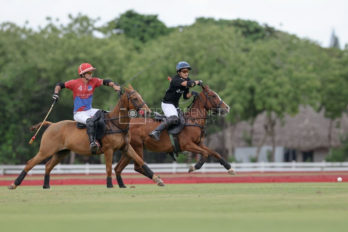 Casa de Campo and La Romanza 3J play polo during the Casa de Campo Challenge at Casa de Campo in La Romana, Dominican Republic on April 4, 2025. (Photo by Bryan Bennett)