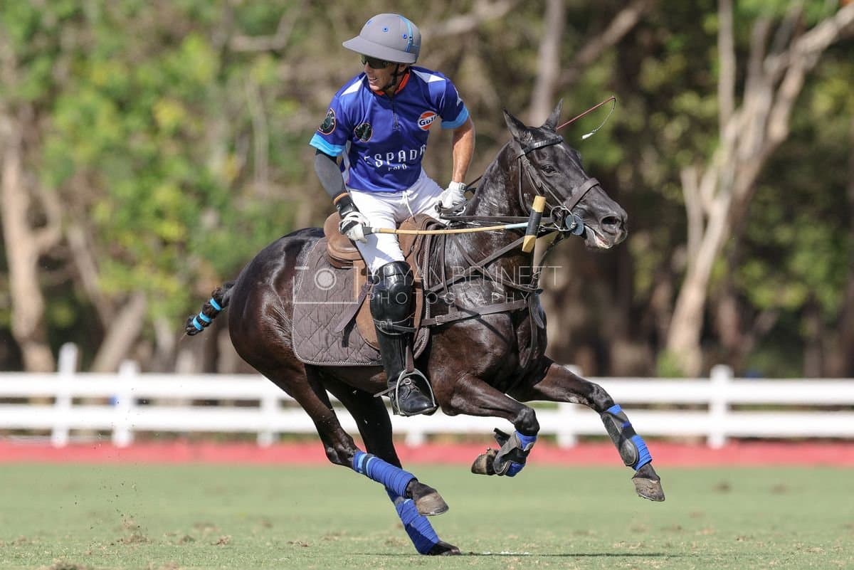 La Romanza 3J and La Espada Gulf play polo during the Copa Britanica at Casa de Campo Polo Club in La Romana, Dominican Republic on March 6, 2026. (Photos by Bryan Bennett)
