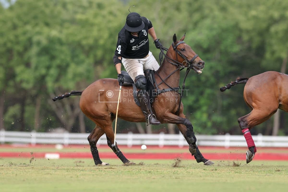 Casa de Campo and La Romanza 3J play polo during the Casa de Campo Challenge at Casa de Campo in La Romana, Dominican Republic on April 4, 2025. (Photo by Bryan Bennett)