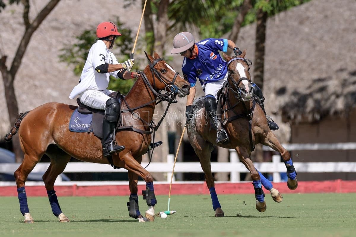 La Romanza 3J and La Espada Gulf play polo during the Copa Britanica at Casa de Campo Polo Club in La Romana, Dominican Republic on March 6, 2026. (Photos by Bryan Bennett)