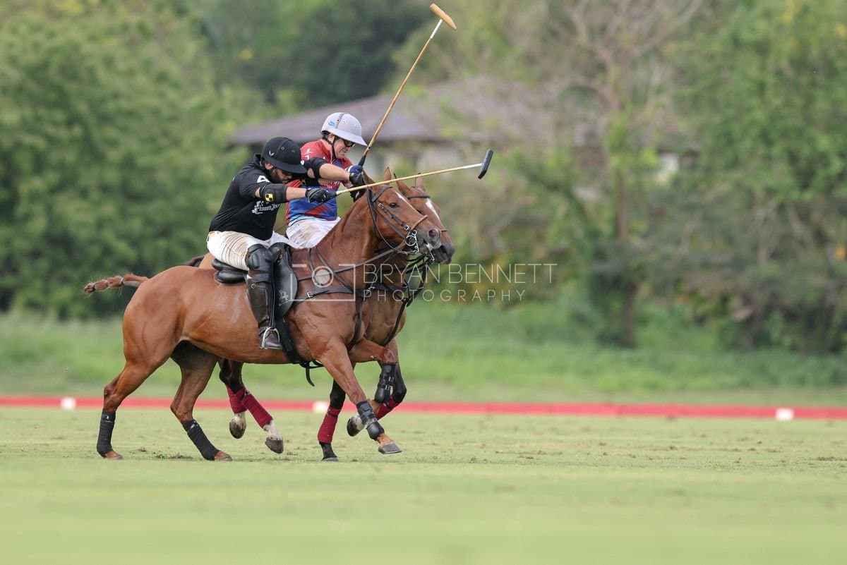Casa de Campo and La Romanza 3J play polo during the Casa de Campo Challenge at Casa de Campo in La Romana, Dominican Republic on April 4, 2025. (Photo by Bryan Bennett)