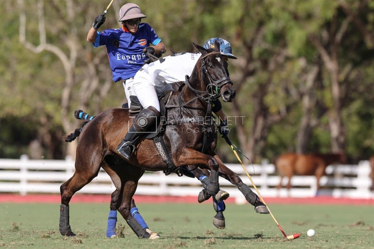 La Romanza 3J and La Espada Gulf play polo during the Copa Britanica at Casa de Campo Polo Club in La Romana, Dominican Republic on March 6, 2026. (Photos by Bryan Bennett)