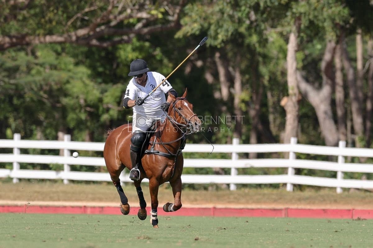 La Romanza 3J and La Espada Gulf play polo during the Copa Britanica at Casa de Campo Polo Club in La Romana, Dominican Republic on March 6, 2026. (Photos by Bryan Bennett)