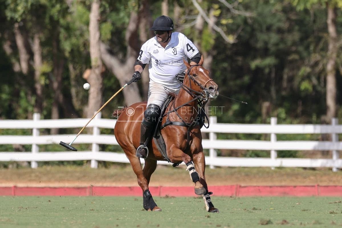 La Romanza 3J and La Espada Gulf play polo during the Copa Britanica at Casa de Campo Polo Club in La Romana, Dominican Republic on March 6, 2026. (Photos by Bryan Bennett)