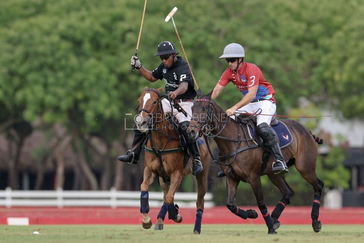 Casa de Campo and La Romanza 3J play polo during the Casa de Campo Challenge at Casa de Campo in La Romana, Dominican Republic on April 4, 2025. (Photo by Bryan Bennett)