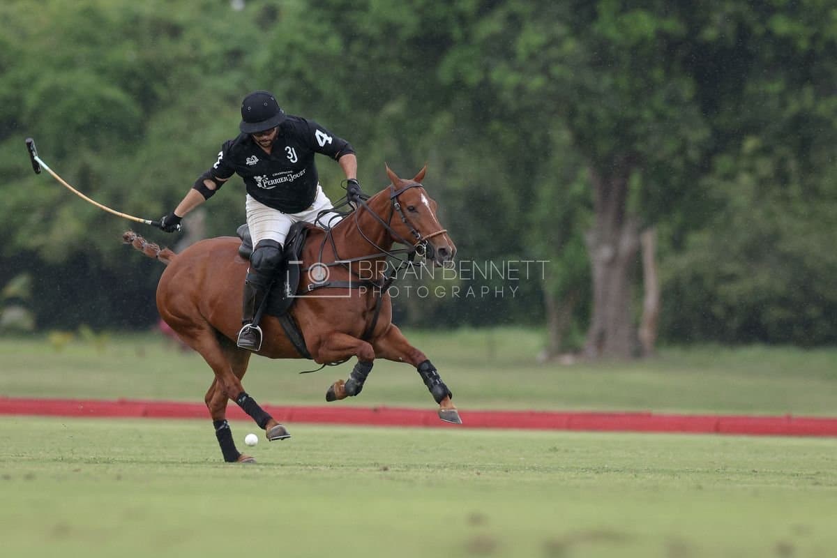 Casa de Campo and La Romanza 3J play polo during the Casa de Campo Challenge at Casa de Campo in La Romana, Dominican Republic on April 4, 2025. (Photo by Bryan Bennett)