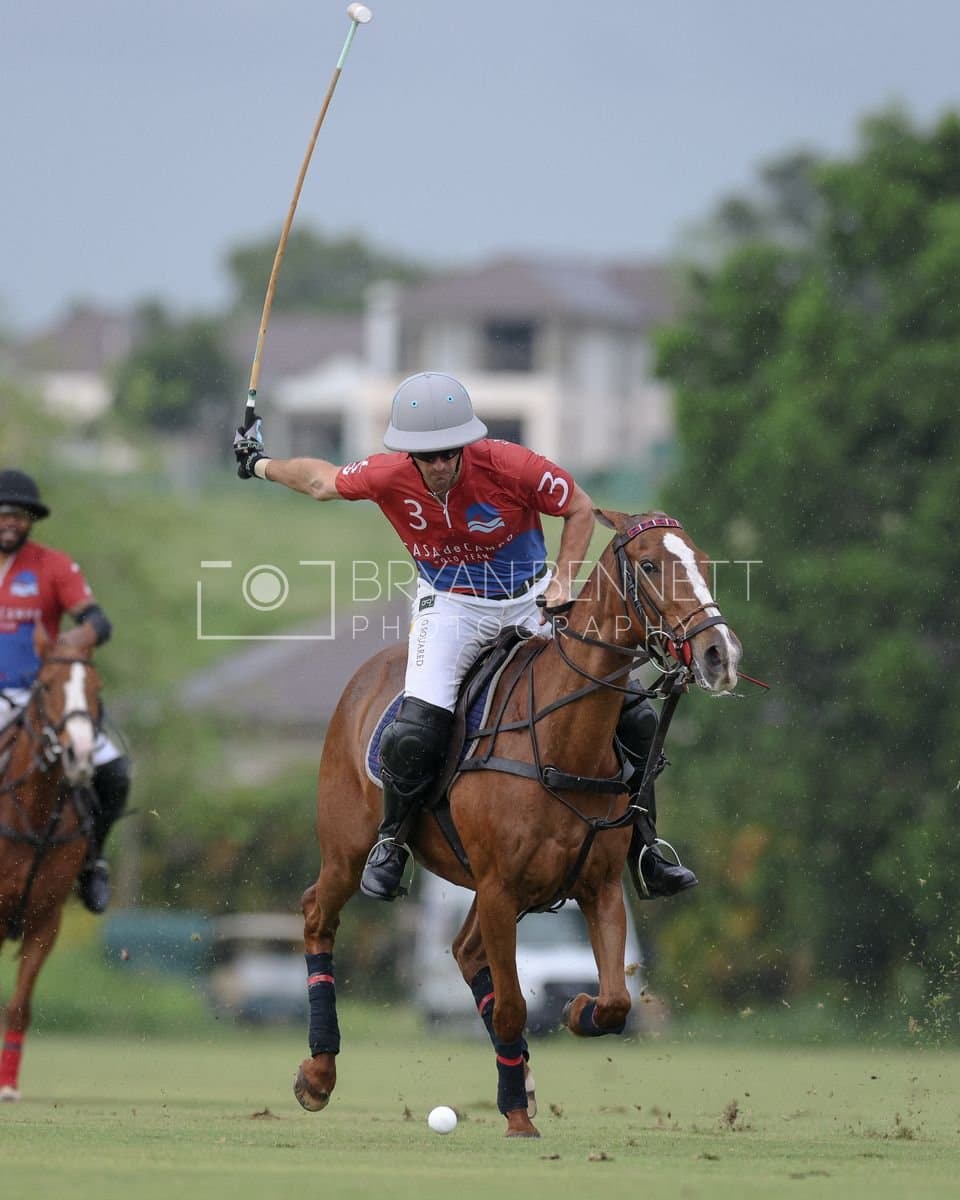 Casa de Campo and La Romanza 3J play polo during the Casa de Campo Challenge at Casa de Campo in La Romana, Dominican Republic on April 4, 2025. (Photo by Bryan Bennett)