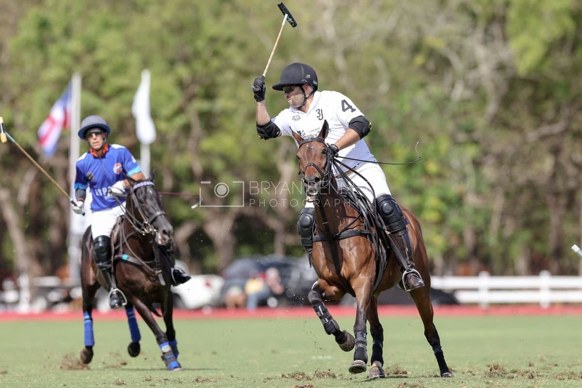 La Romanza 3J and La Espada Gulf play polo during the Copa Britanica at Casa de Campo Polo Club in La Romana, Dominican Republic on March 6, 2026. (Photos by Bryan Bennett)