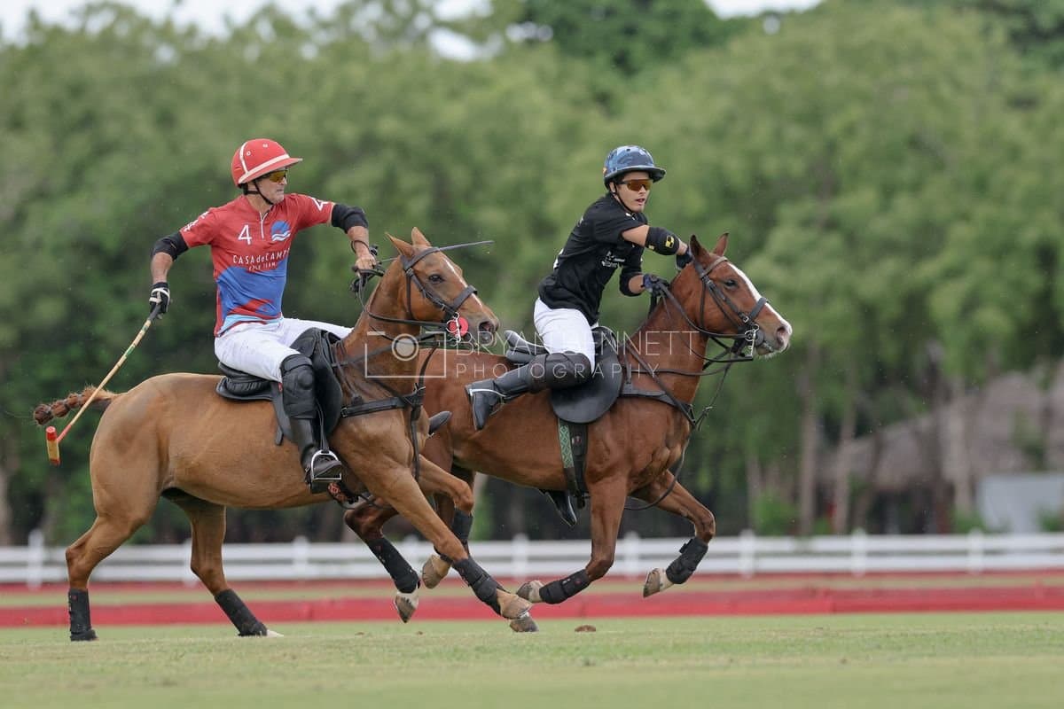 Casa de Campo and La Romanza 3J play polo during the Casa de Campo Challenge at Casa de Campo in La Romana, Dominican Republic on April 4, 2025. (Photo by Bryan Bennett)