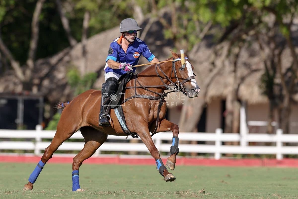 La Romanza 3J and La Espada Gulf play polo during the Copa Britanica at Casa de Campo Polo Club in La Romana, Dominican Republic on March 6, 2026. (Photos by Bryan Bennett)