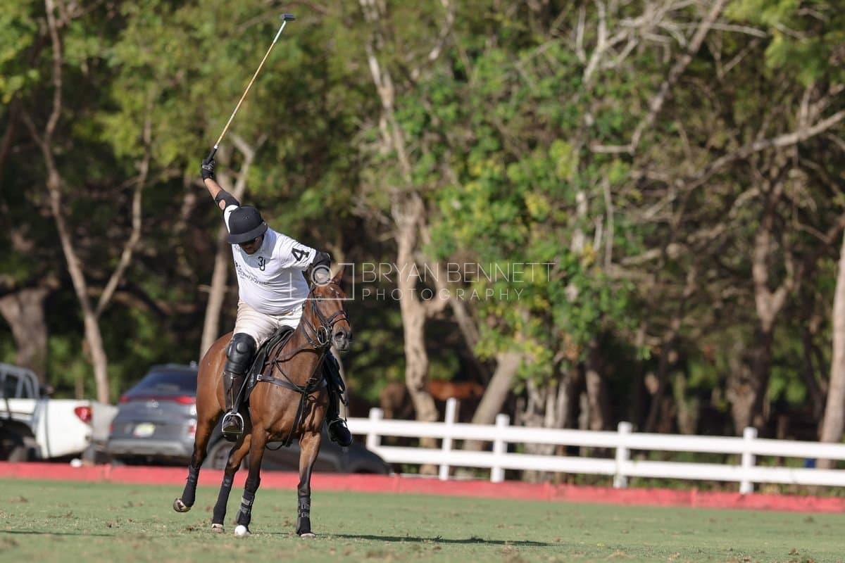 La Romanza 3J and La Espada Gulf play polo during the Copa Britanica at Casa de Campo Polo Club in La Romana, Dominican Republic on March 6, 2026. (Photos by Bryan Bennett)