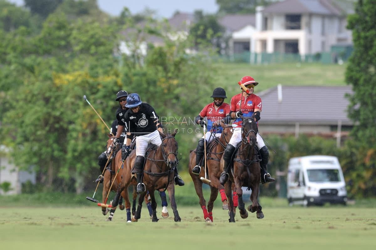 Casa de Campo and La Romanza 3J play polo during the Casa de Campo Challenge at Casa de Campo in La Romana, Dominican Republic on April 4, 2025. (Photo by Bryan Bennett)