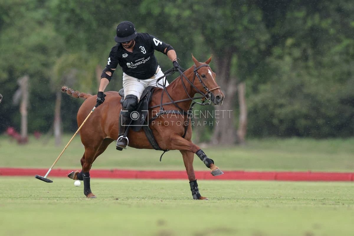 Casa de Campo and La Romanza 3J play polo during the Casa de Campo Challenge at Casa de Campo in La Romana, Dominican Republic on April 4, 2025. (Photo by Bryan Bennett)