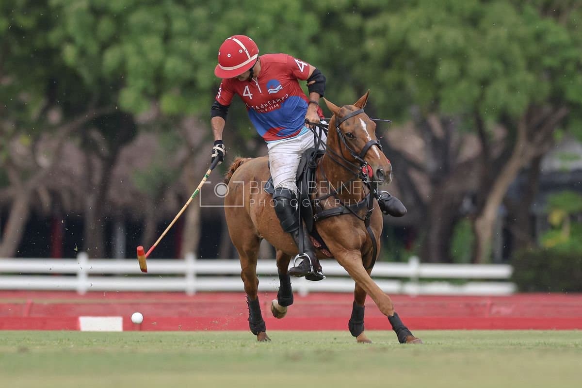Casa de Campo and La Romanza 3J play polo during the Casa de Campo Challenge at Casa de Campo in La Romana, Dominican Republic on April 4, 2025. (Photo by Bryan Bennett)