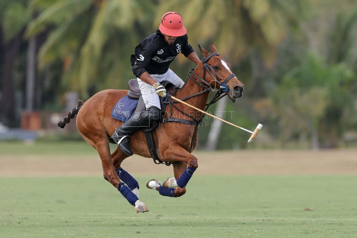 Lechuza Caracas and La Romanza 3J play polo during the Copa Britanica at Casa de Campo in La Romana, La Romana, Dominican Republic on March 1, 2026. (Photos by Bryan Bennett)