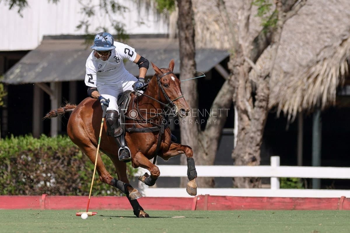 La Romanza 3J and La Espada Gulf play polo during the Copa Britanica at Casa de Campo Polo Club in La Romana, Dominican Republic on March 6, 2026. (Photos by Bryan Bennett)