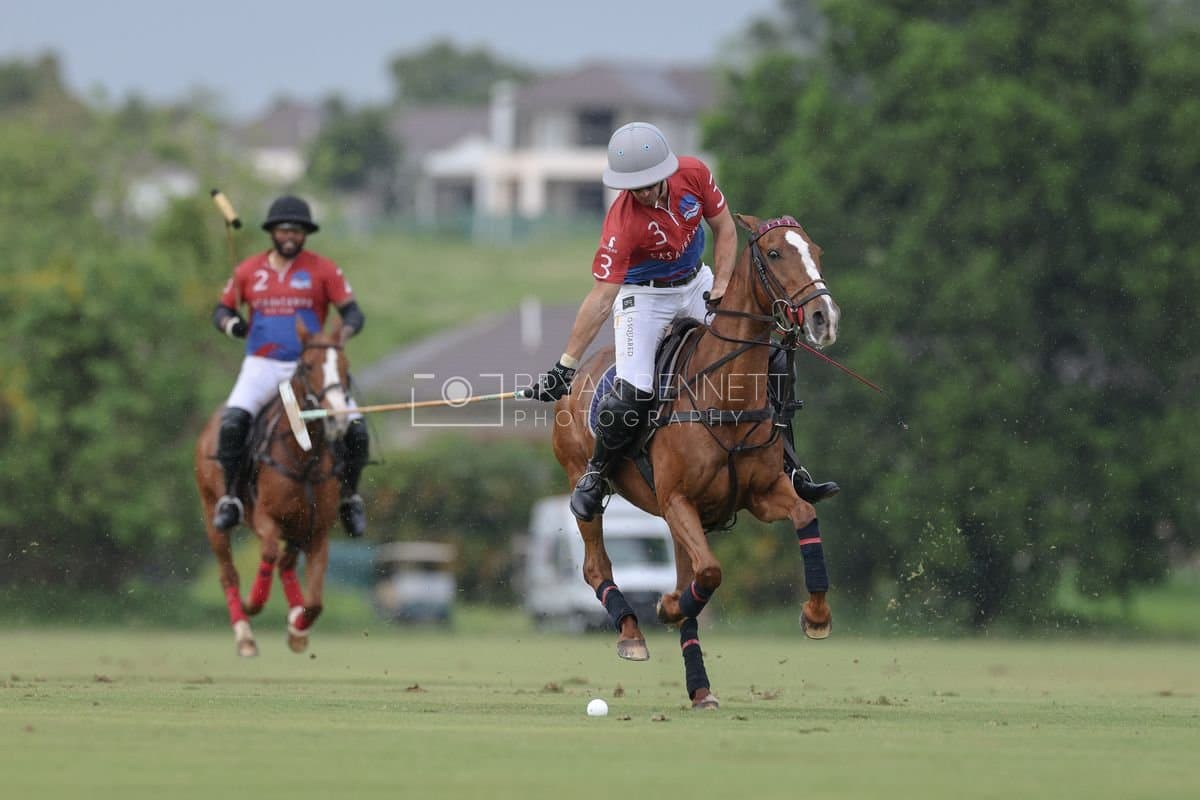 Casa de Campo and La Romanza 3J play polo during the Casa de Campo Challenge at Casa de Campo in La Romana, Dominican Republic on April 4, 2025. (Photo by Bryan Bennett)