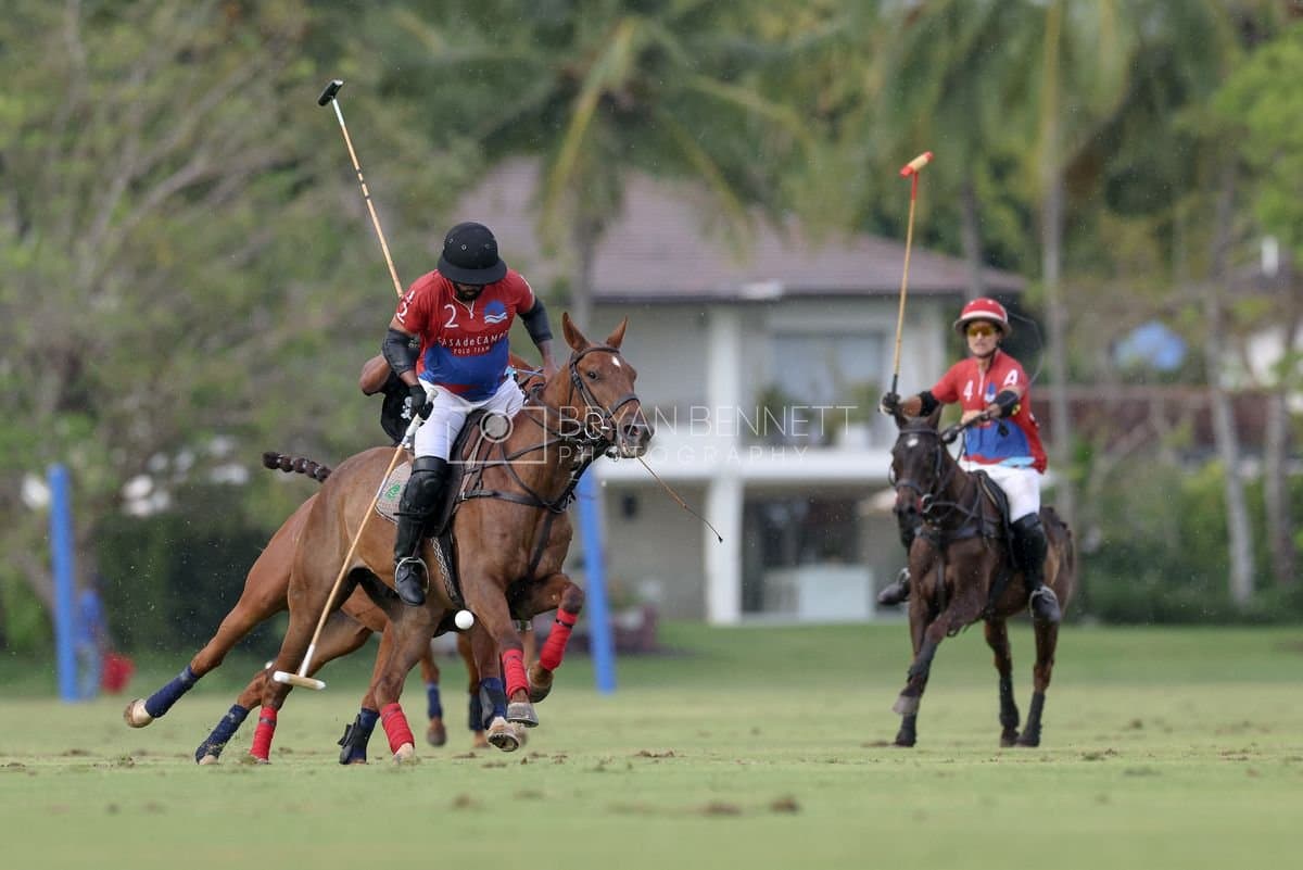 Casa de Campo and La Romanza 3J play polo during the Casa de Campo Challenge at Casa de Campo in La Romana, Dominican Republic on April 4, 2025. (Photo by Bryan Bennett)