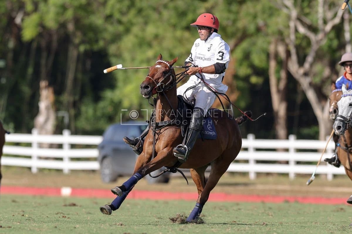La Romanza 3J and La Espada Gulf play polo during the Copa Britanica at Casa de Campo Polo Club in La Romana, Dominican Republic on March 6, 2026. (Photos by Bryan Bennett)