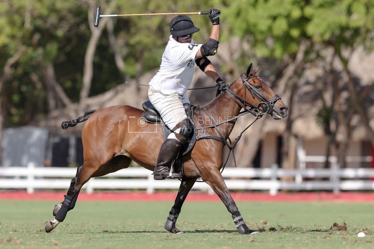 La Romanza 3J and La Espada Gulf play polo during the Copa Britanica at Casa de Campo Polo Club in La Romana, Dominican Republic on March 6, 2026. (Photos by Bryan Bennett)