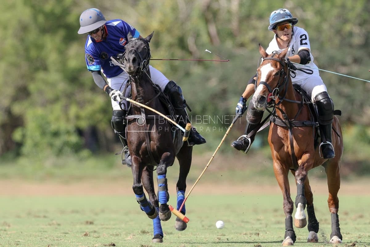 La Romanza 3J and La Espada Gulf play polo during the Copa Britanica at Casa de Campo Polo Club in La Romana, Dominican Republic on March 6, 2026. (Photos by Bryan Bennett)