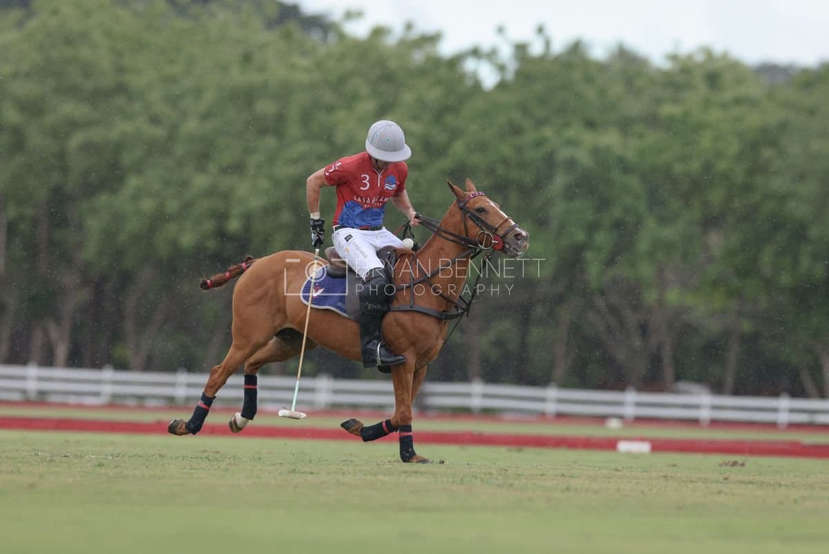 Casa de Campo and La Romanza 3J play polo during the Casa de Campo Challenge at Casa de Campo in La Romana, Dominican Republic on April 4, 2025. (Photo by Bryan Bennett)