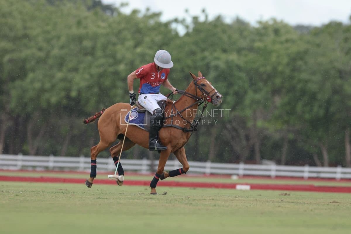 Casa de Campo and La Romanza 3J play polo during the Casa de Campo Challenge at Casa de Campo in La Romana, Dominican Republic on April 4, 2025. (Photo by Bryan Bennett)