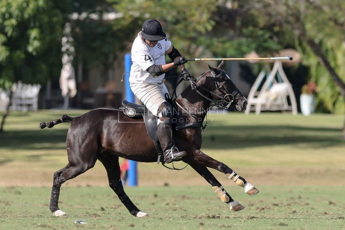 La Romanza 3J and La Espada Gulf play polo during the Copa Britanica at Casa de Campo Polo Club in La Romana, Dominican Republic on March 6, 2026. (Photos by Bryan Bennett)