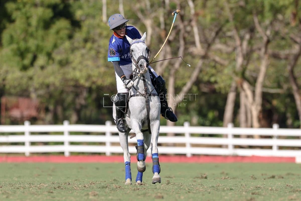 La Romanza 3J and La Espada Gulf play polo during the Copa Britanica at Casa de Campo Polo Club in La Romana, Dominican Republic on March 6, 2026. (Photos by Bryan Bennett)