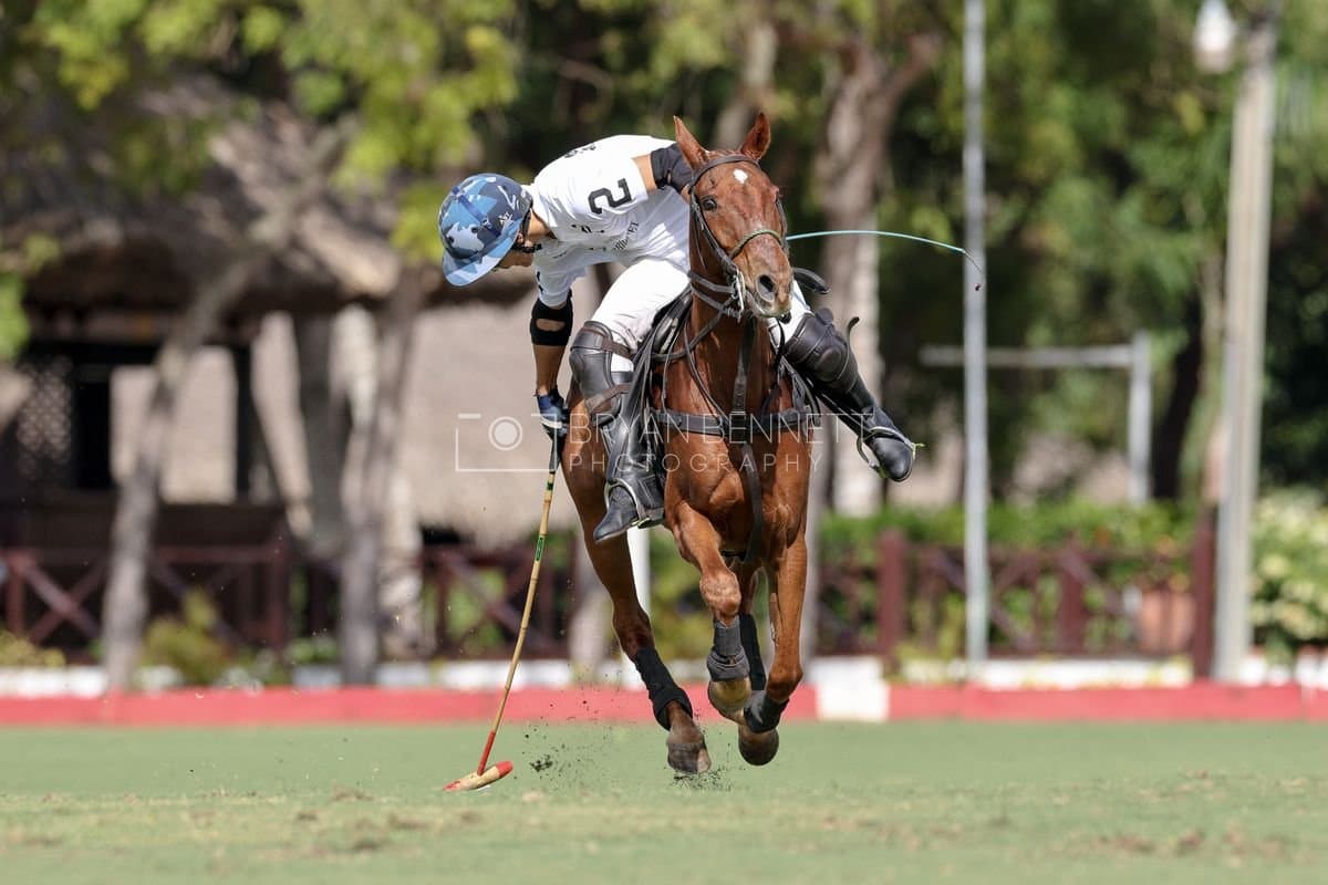 La Romanza 3J and La Espada Gulf play polo during the Copa Britanica at Casa de Campo Polo Club in La Romana, Dominican Republic on March 6, 2026. (Photos by Bryan Bennett)