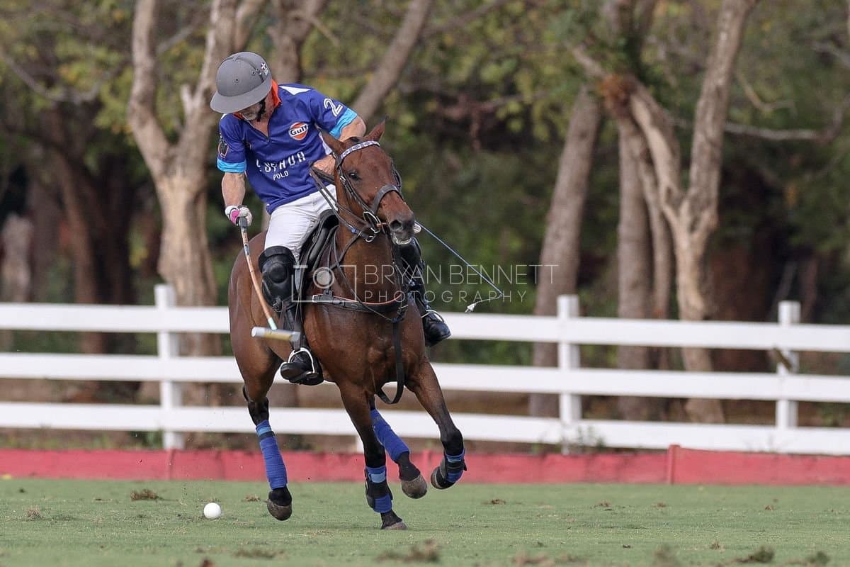 La Romanza 3J and La Espada Gulf play polo during the Copa Britanica at Casa de Campo Polo Club in La Romana, Dominican Republic on March 6, 2026. (Photos by Bryan Bennett)