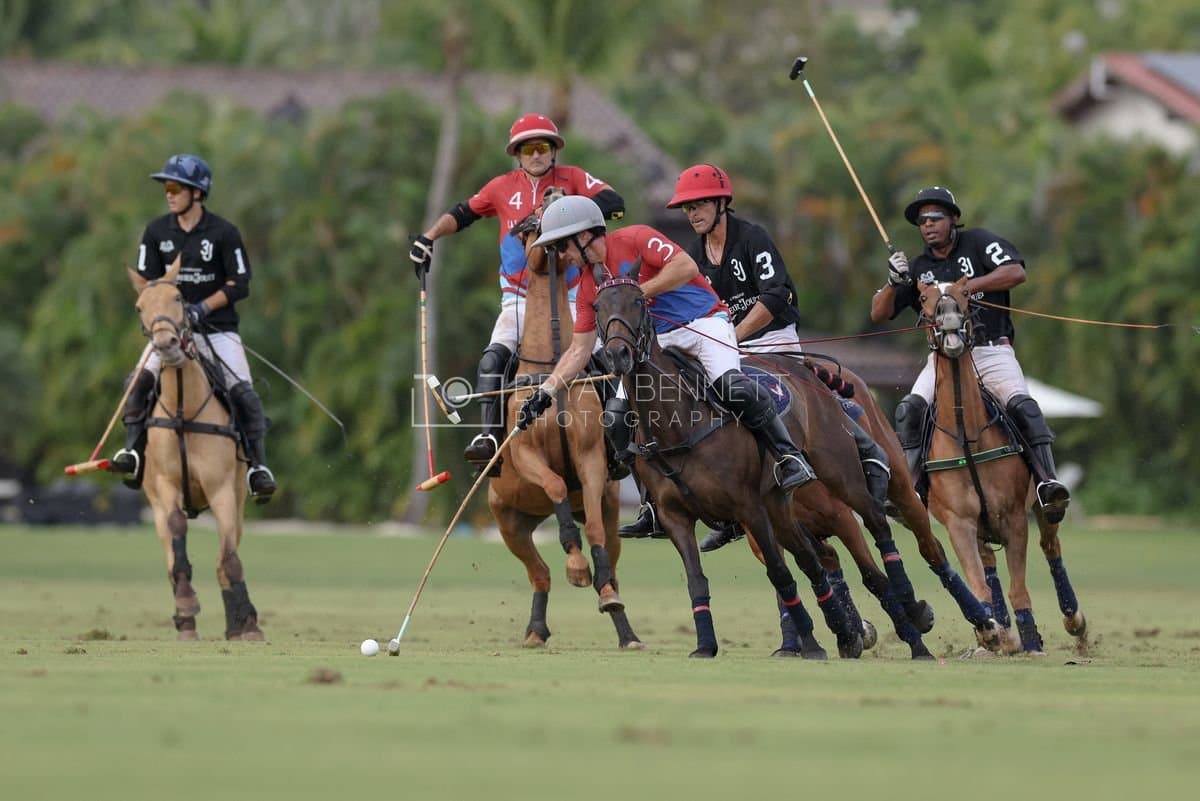 Casa de Campo and La Romanza 3J play polo during the Casa de Campo Challenge at Casa de Campo in La Romana, Dominican Republic on April 4, 2025. (Photo by Bryan Bennett)