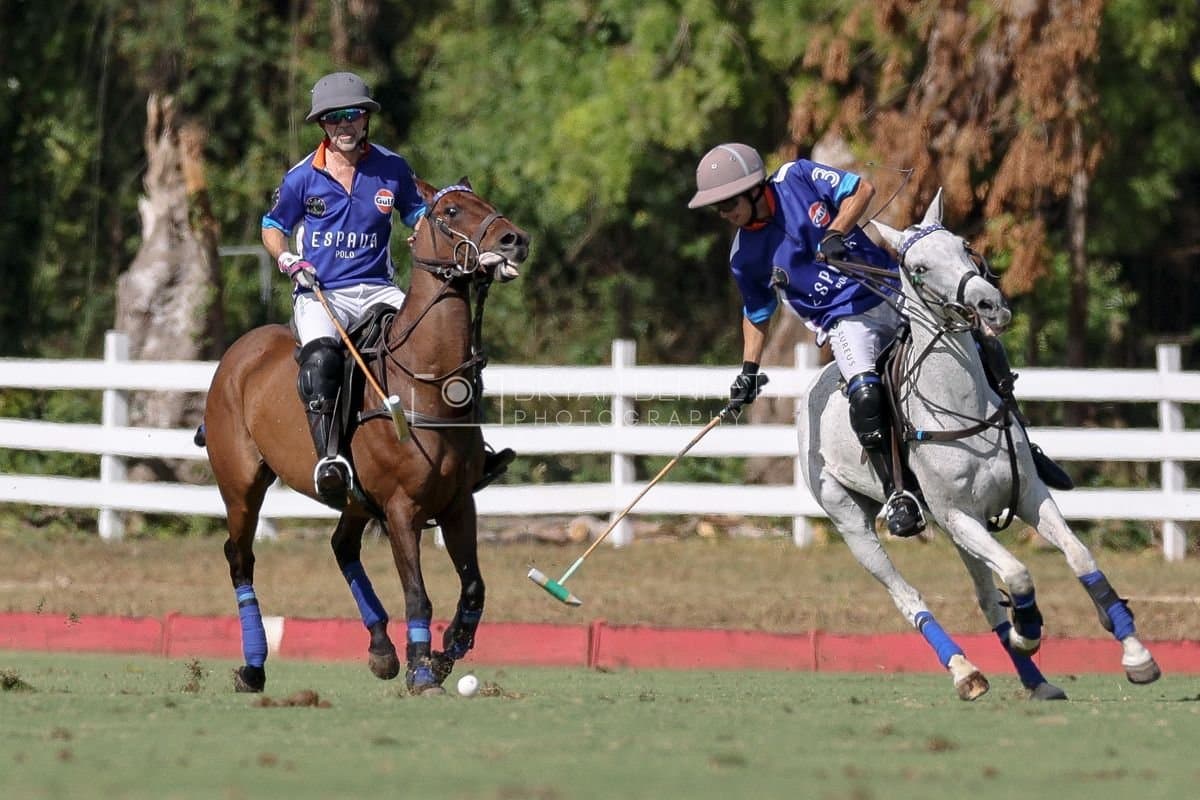 La Romanza 3J and La Espada Gulf play polo during the Copa Britanica at Casa de Campo Polo Club in La Romana, Dominican Republic on March 6, 2026. (Photos by Bryan Bennett)