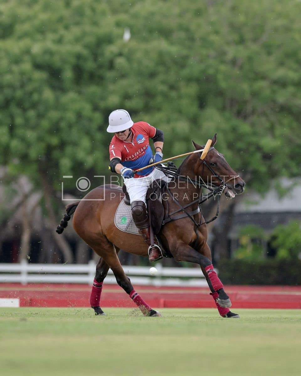 Casa de Campo and La Romanza 3J play polo during the Casa de Campo Challenge at Casa de Campo in La Romana, Dominican Republic on April 4, 2025. (Photo by Bryan Bennett)