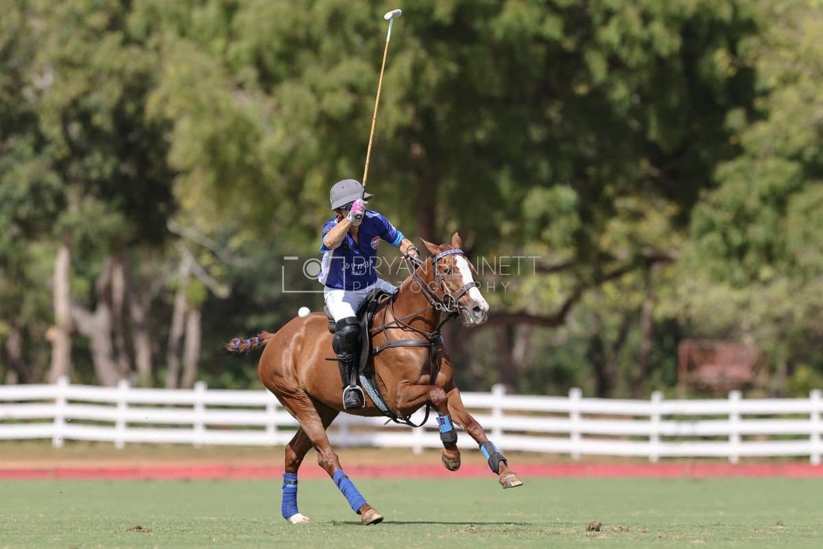 La Romanza 3J and La Espada Gulf play polo during the Copa Britanica at Casa de Campo Polo Club in La Romana, Dominican Republic on March 6, 2026. (Photos by Bryan Bennett)
