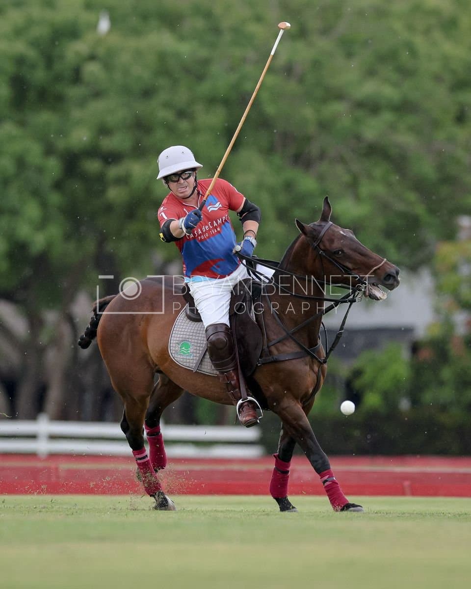 Casa de Campo and La Romanza 3J play polo during the Casa de Campo Challenge at Casa de Campo in La Romana, Dominican Republic on April 4, 2025. (Photo by Bryan Bennett)