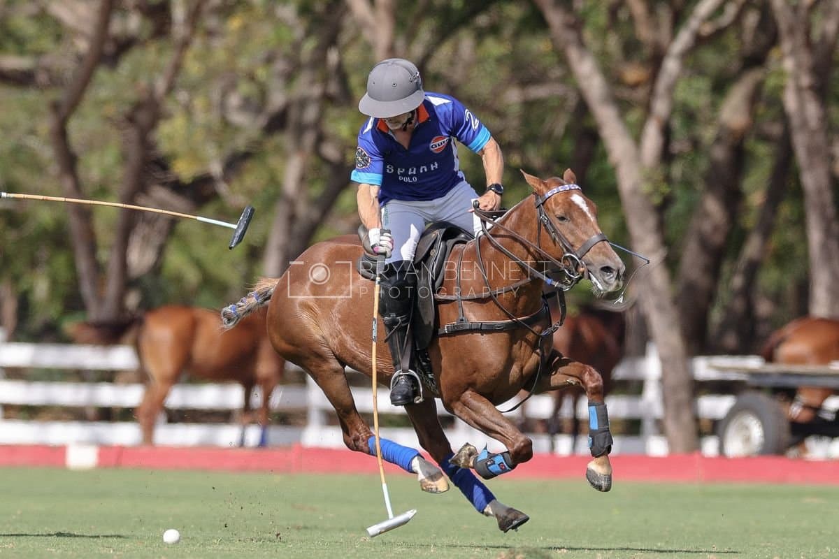 La Romanza 3J and La Espada Gulf play polo during the Copa Britanica at Casa de Campo Polo Club in La Romana, Dominican Republic on March 6, 2026. (Photos by Bryan Bennett)