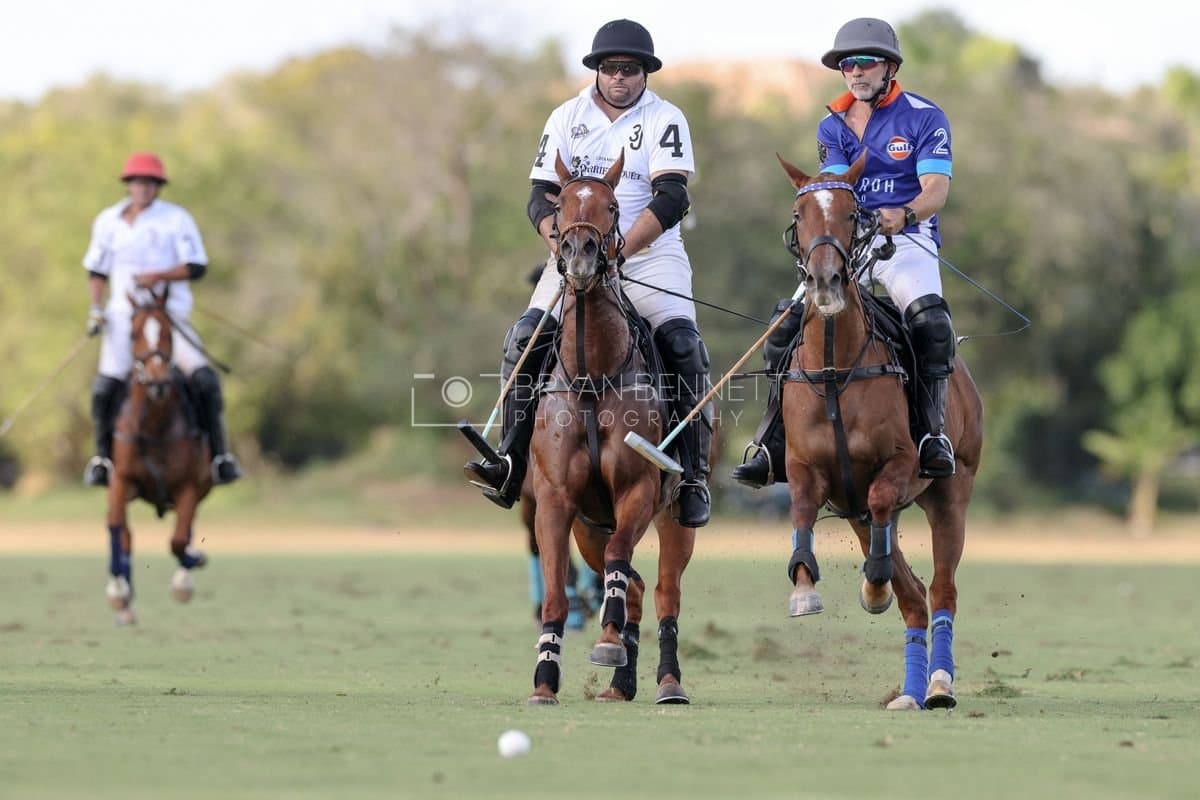 La Romanza 3J and La Espada Gulf play polo during the Copa Britanica at Casa de Campo Polo Club in La Romana, Dominican Republic on March 6, 2026. (Photos by Bryan Bennett)