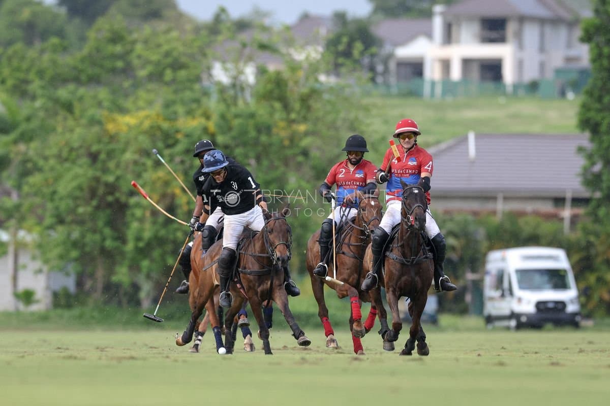 Casa de Campo and La Romanza 3J play polo during the Casa de Campo Challenge at Casa de Campo in La Romana, Dominican Republic on April 4, 2025. (Photo by Bryan Bennett)