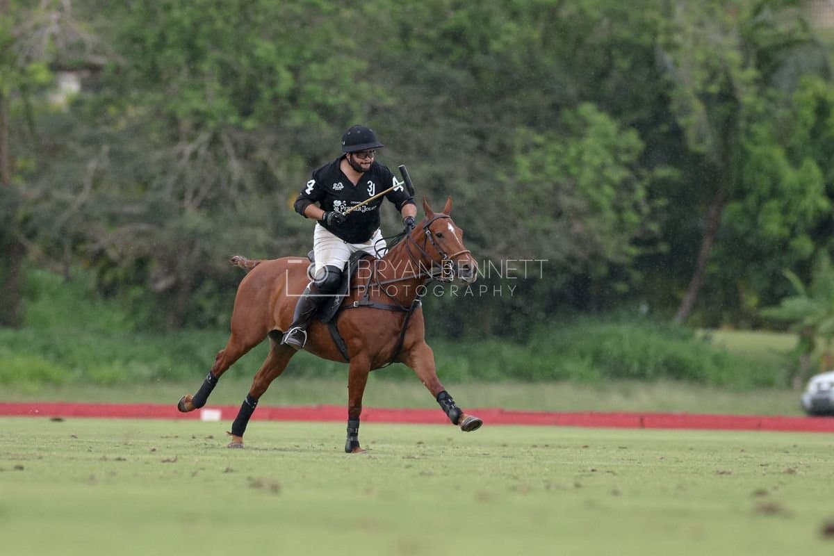 Casa de Campo and La Romanza 3J play polo during the Casa de Campo Challenge at Casa de Campo in La Romana, Dominican Republic on April 4, 2025. (Photo by Bryan Bennett)