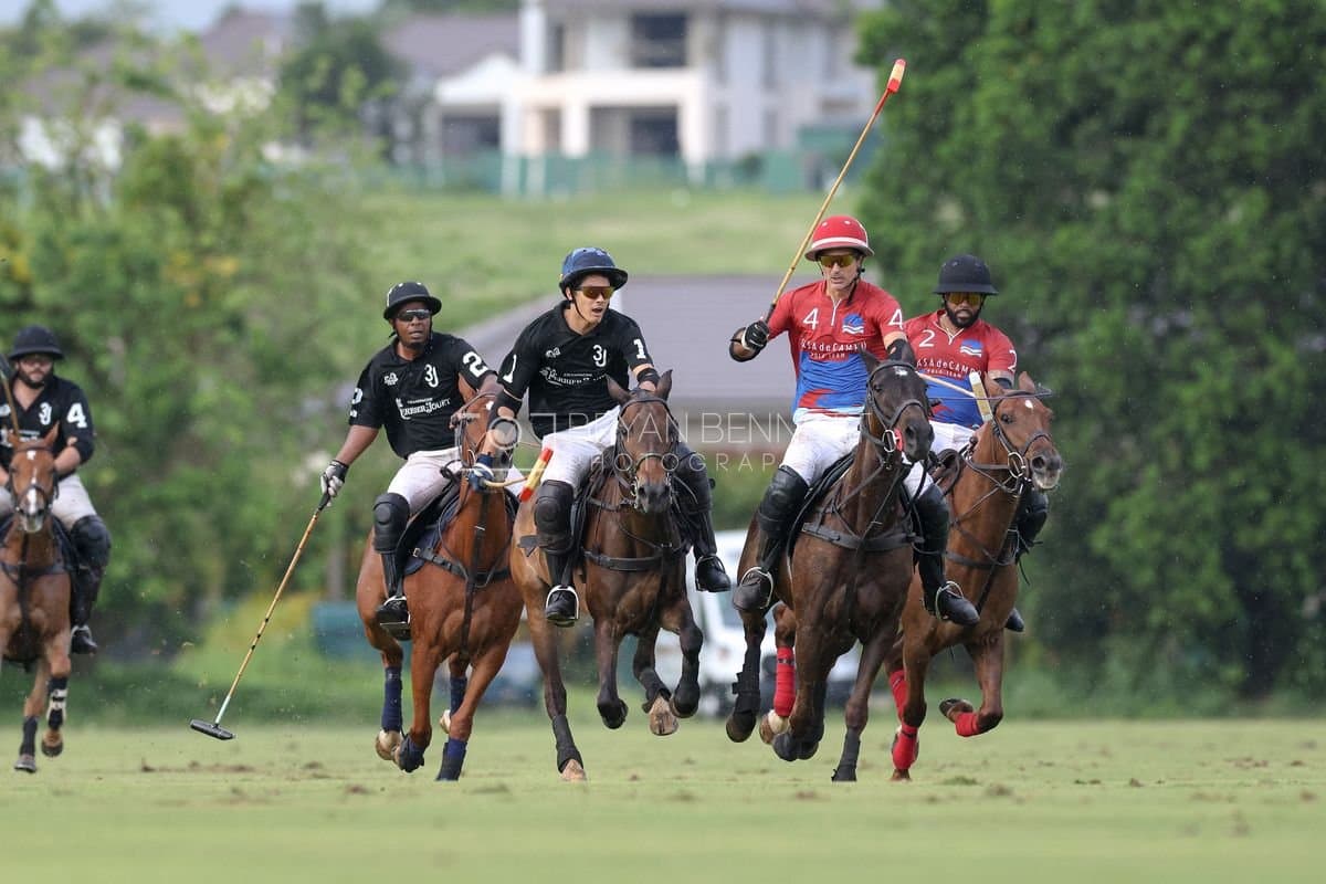 Casa de Campo and La Romanza 3J play polo during the Casa de Campo Challenge at Casa de Campo in La Romana, Dominican Republic on April 4, 2025. (Photo by Bryan Bennett)